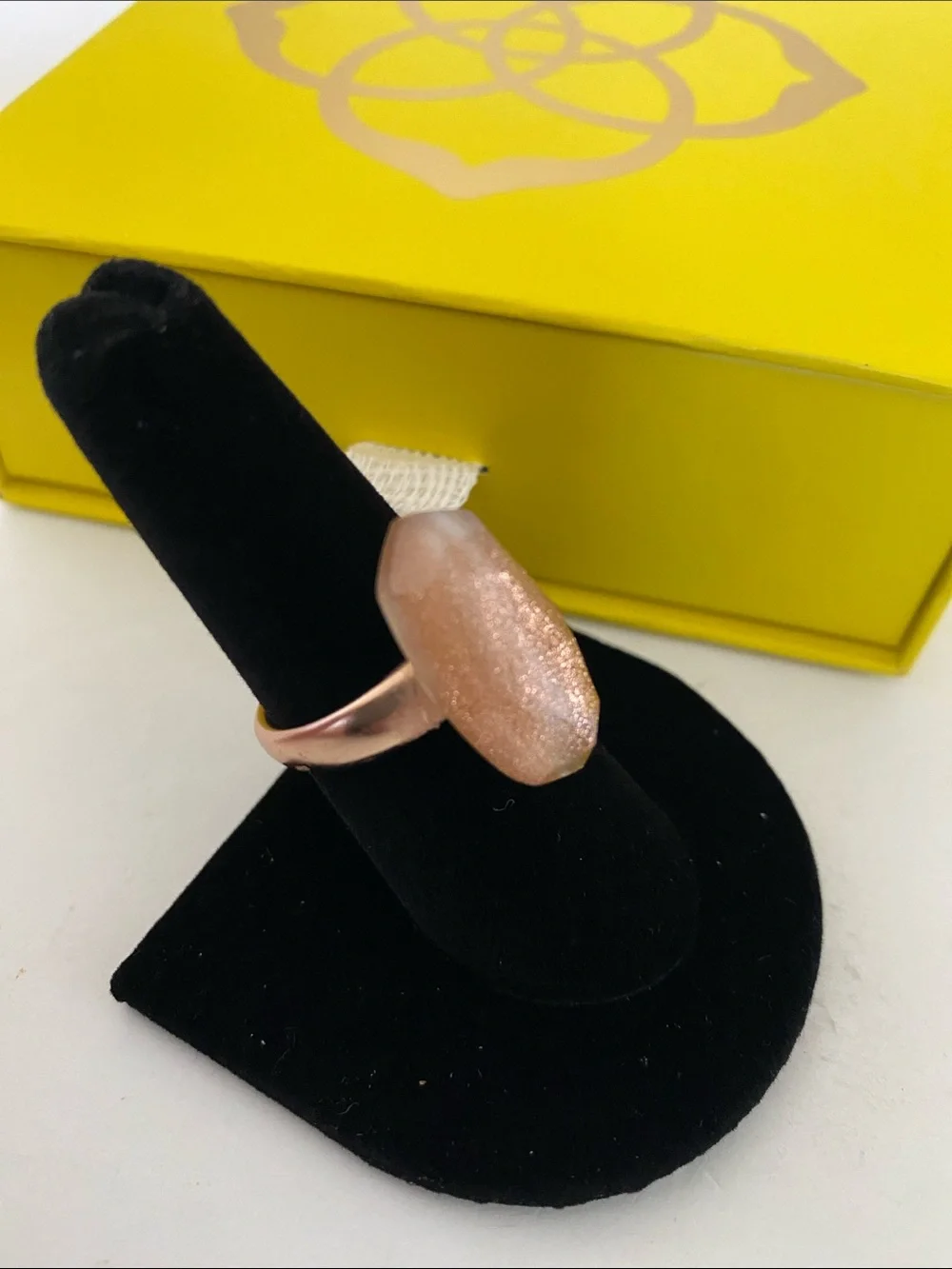 Kendra Scott Dani Cocktail Ring Rose Gold Large Pink Drusy Oval Stone NEW Sz: 7